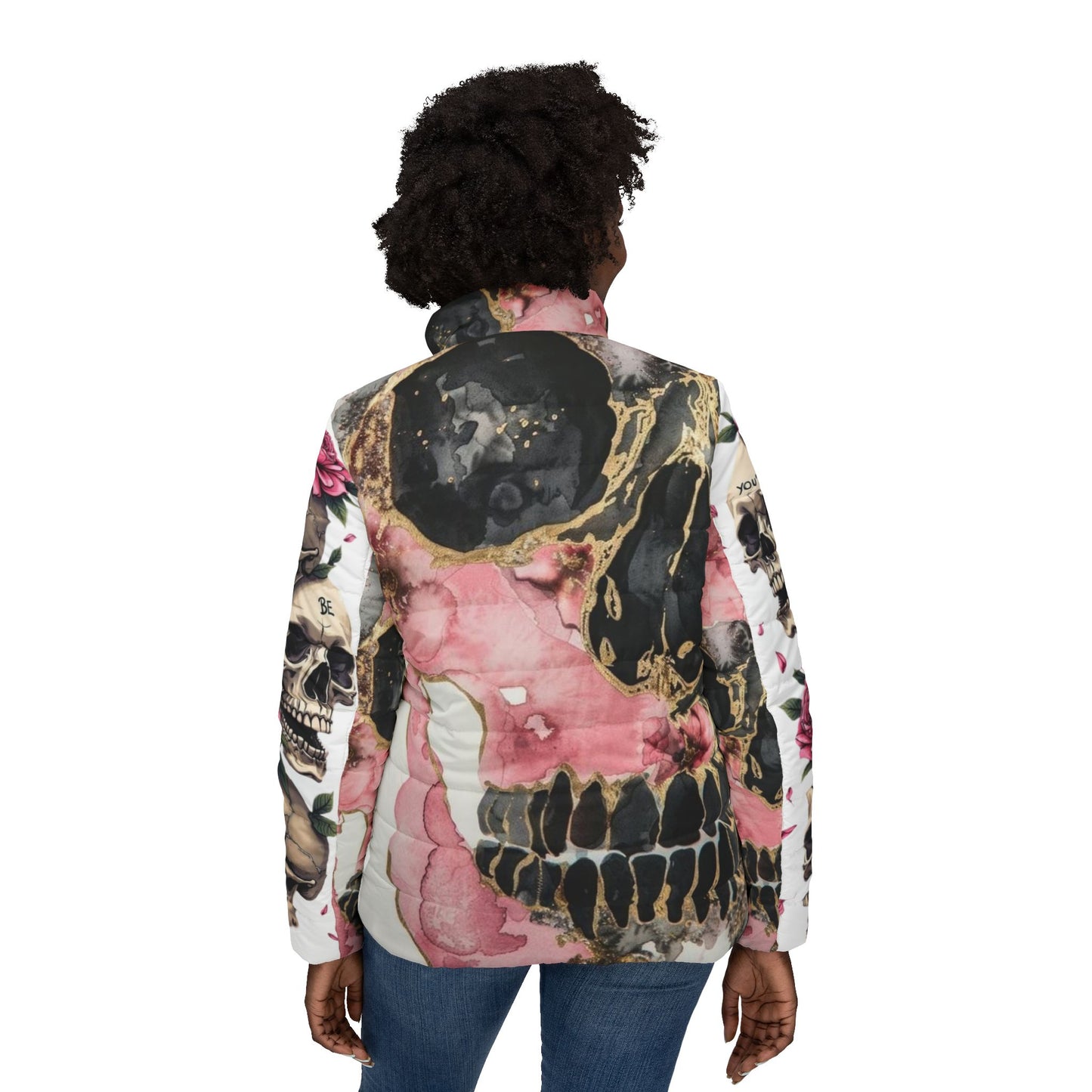 Floral Skull Puffer Jacket