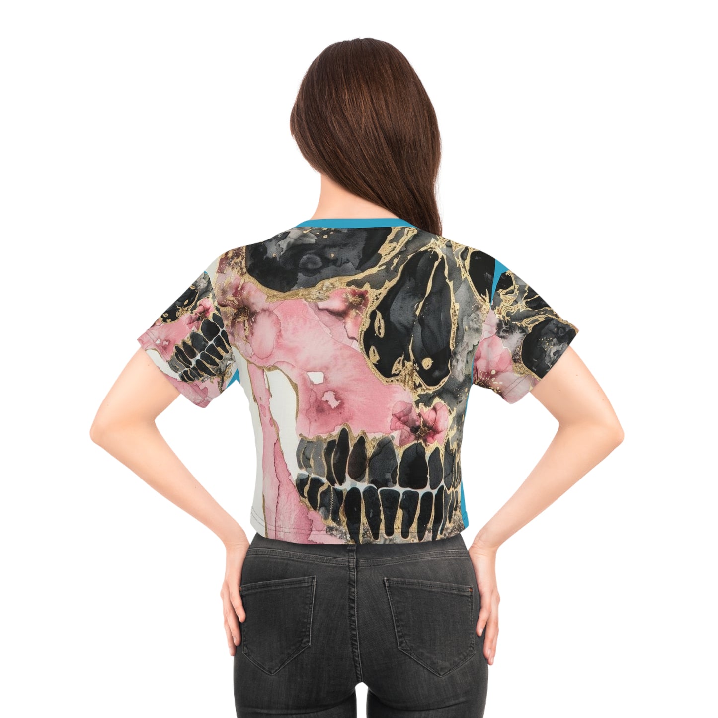 Gothic Skull Crop Tee, Edgy Graphic Top, Alternative Fashion, Statement Tee, Trendy Women's Wear