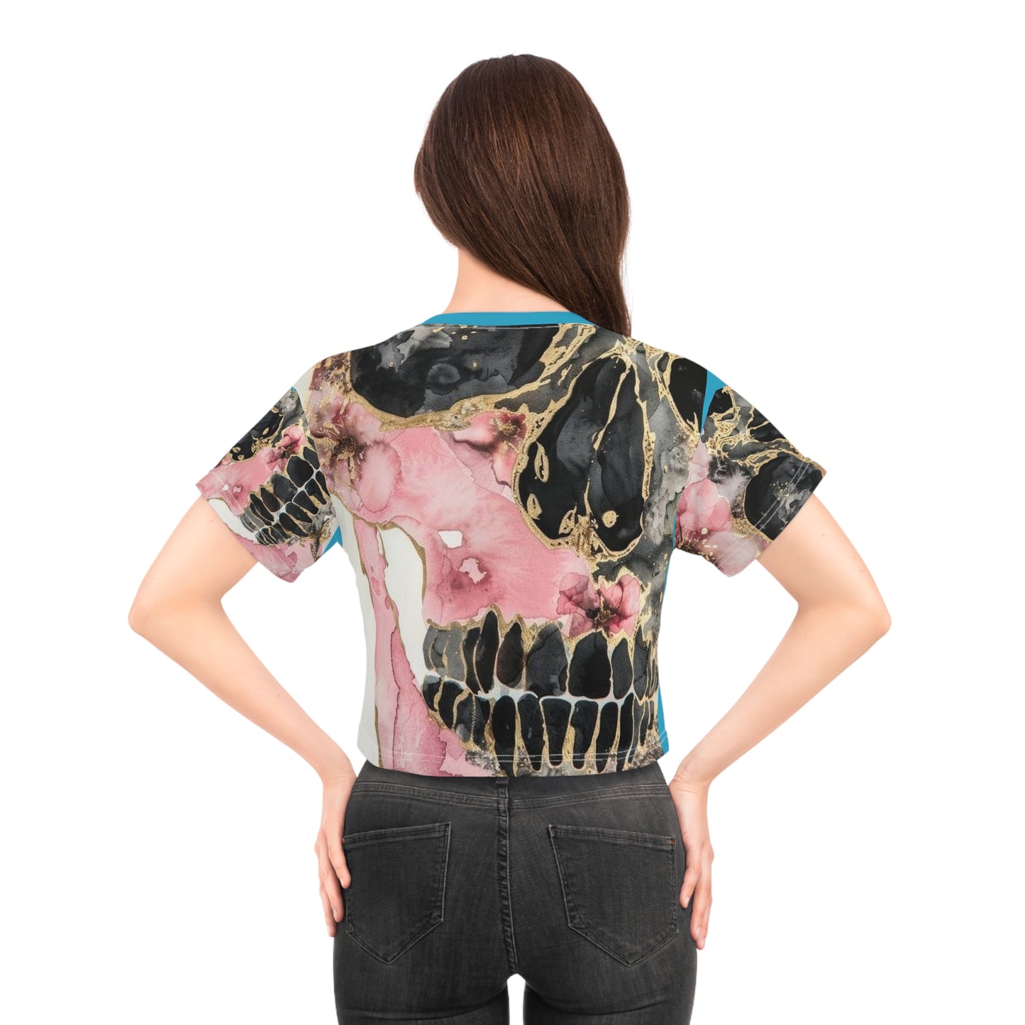 Gothic Skull Crop Tee, Edgy Graphic Top, Alternative Fashion, Statement Tee, Trendy Women's Wear