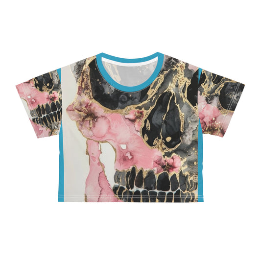 Gothic Skull Crop Tee, Edgy Graphic Top, Alternative Fashion, Statement Tee, Trendy Women's Wear