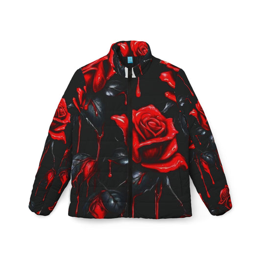 Stylish Rose Print Women’s Puffer Jacket